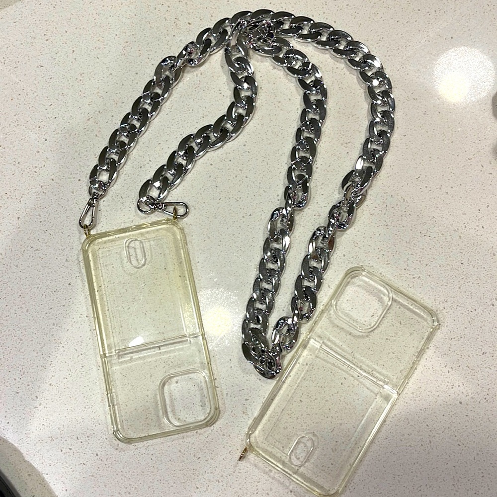 iPhone case with decorative chain.